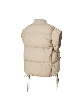 シャーリング入り ボリューム 中綿 ベスト