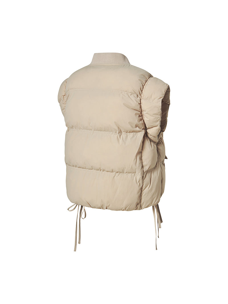 シャーリング入り ボリューム 中綿 ベスト