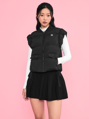 シャーリング入り ボリューム 中綿 ベスト