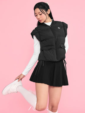 シャーリング入り ボリューム 中綿 ベスト