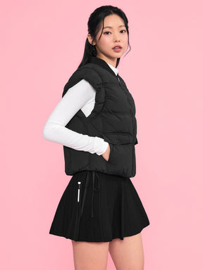 シャーリング入り ボリューム 中綿 ベスト