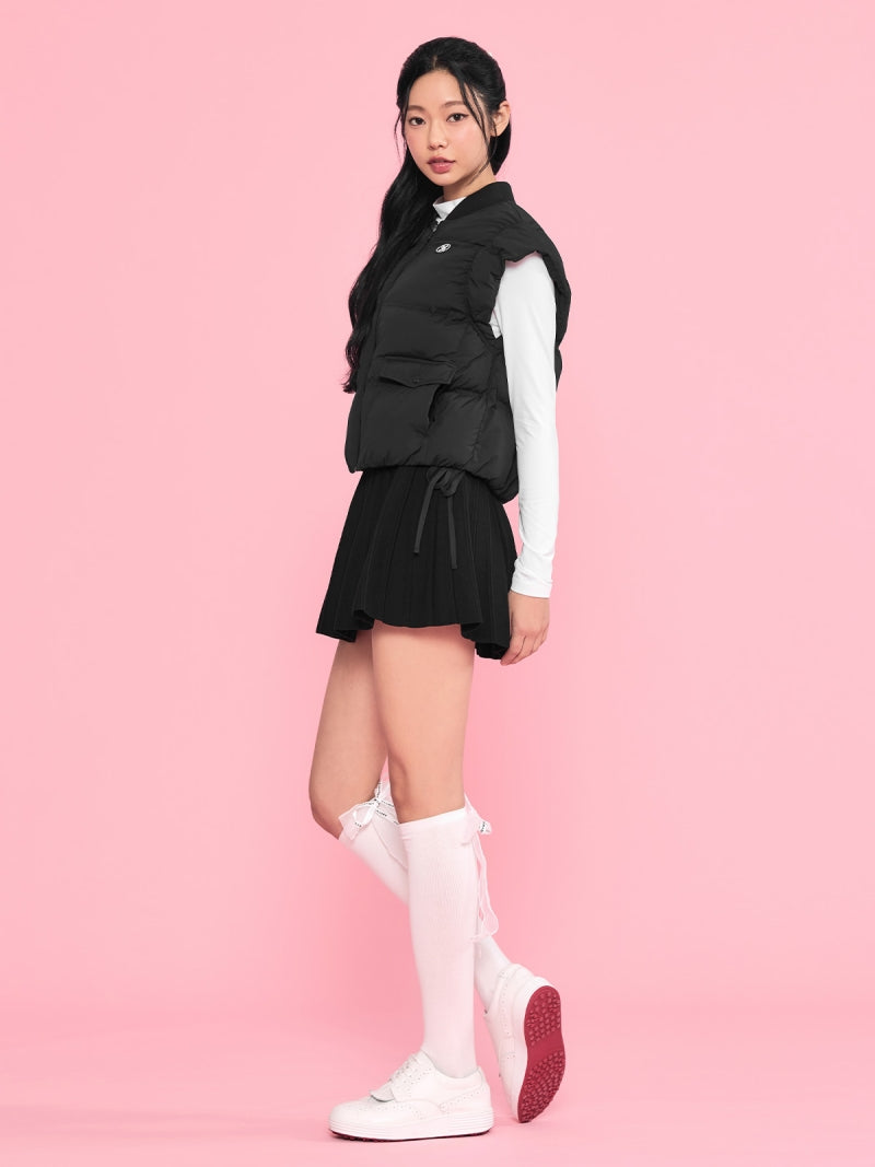 シャーリング入り ボリューム 中綿 ベスト