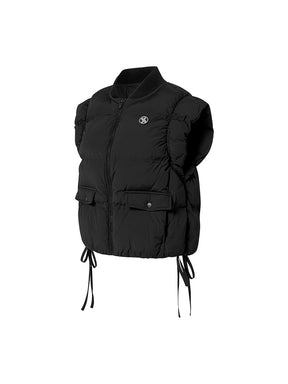 シャーリング入り ボリューム 中綿 ベスト