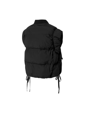 シャーリング入り ボリューム 中綿 ベスト