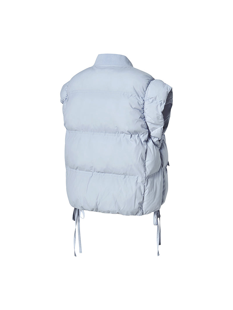 シャーリング入り ボリューム 中綿 ベスト