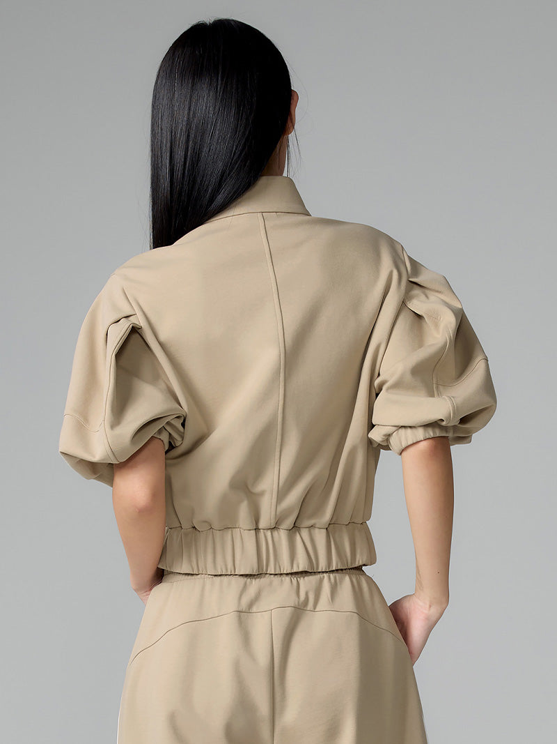 パイピングライン入り ハイネック ジップアップ (単品)