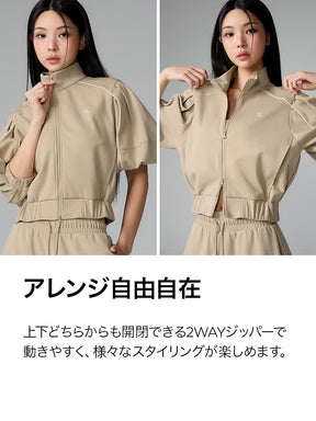 【SET】パイピングライン ジップアップ & ワイドパンツ