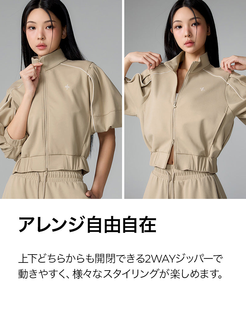 【SET】パイピングライン ジップアップ & ワイドパンツ