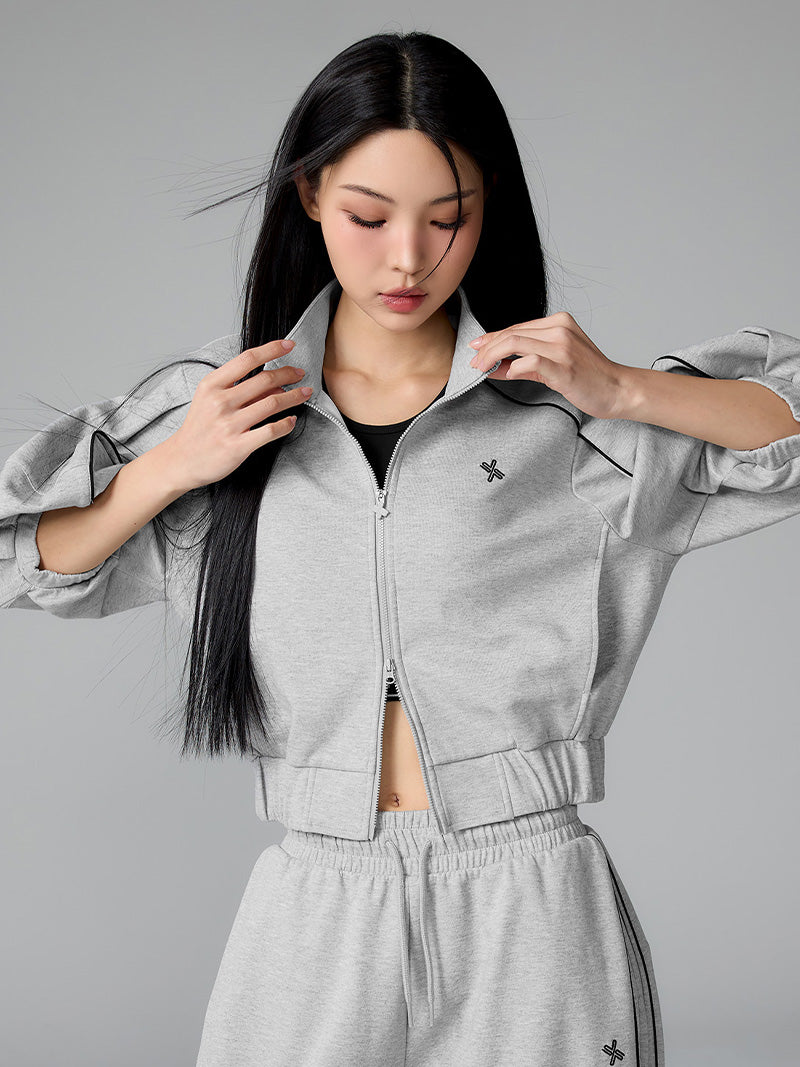 パイピングライン入り ハイネック ジップアップ (単品)