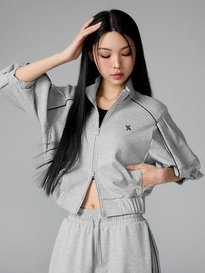 パイピングライン入り ハイネック ジップアップ (単品)