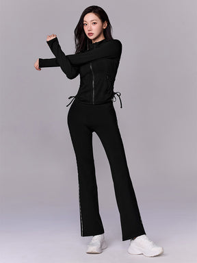 コンフォートファイン ロゴ入り パイピング フレアレギンス (単品)