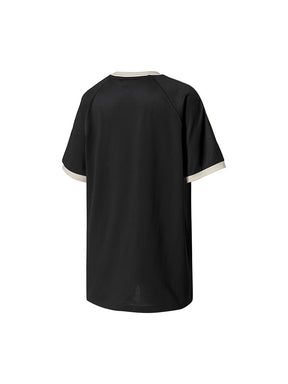 メッシュ 配色ライン ルーズフィット 半袖