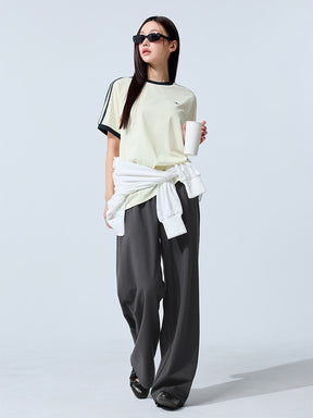 メッシュ 配色ライン ルーズフィット 半袖