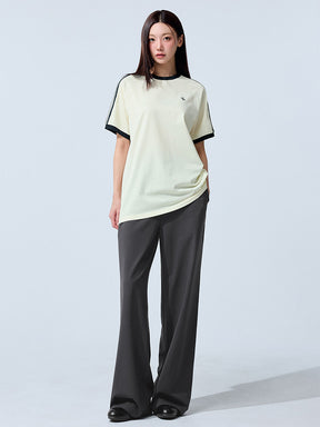 メッシュ 配色ライン ルーズフィット 半袖