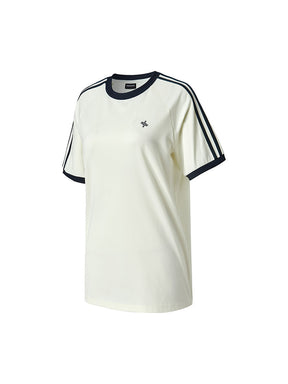 メッシュ 配色ライン ルーズフィット 半袖