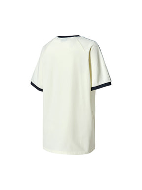 メッシュ 配色ライン ルーズフィット 半袖