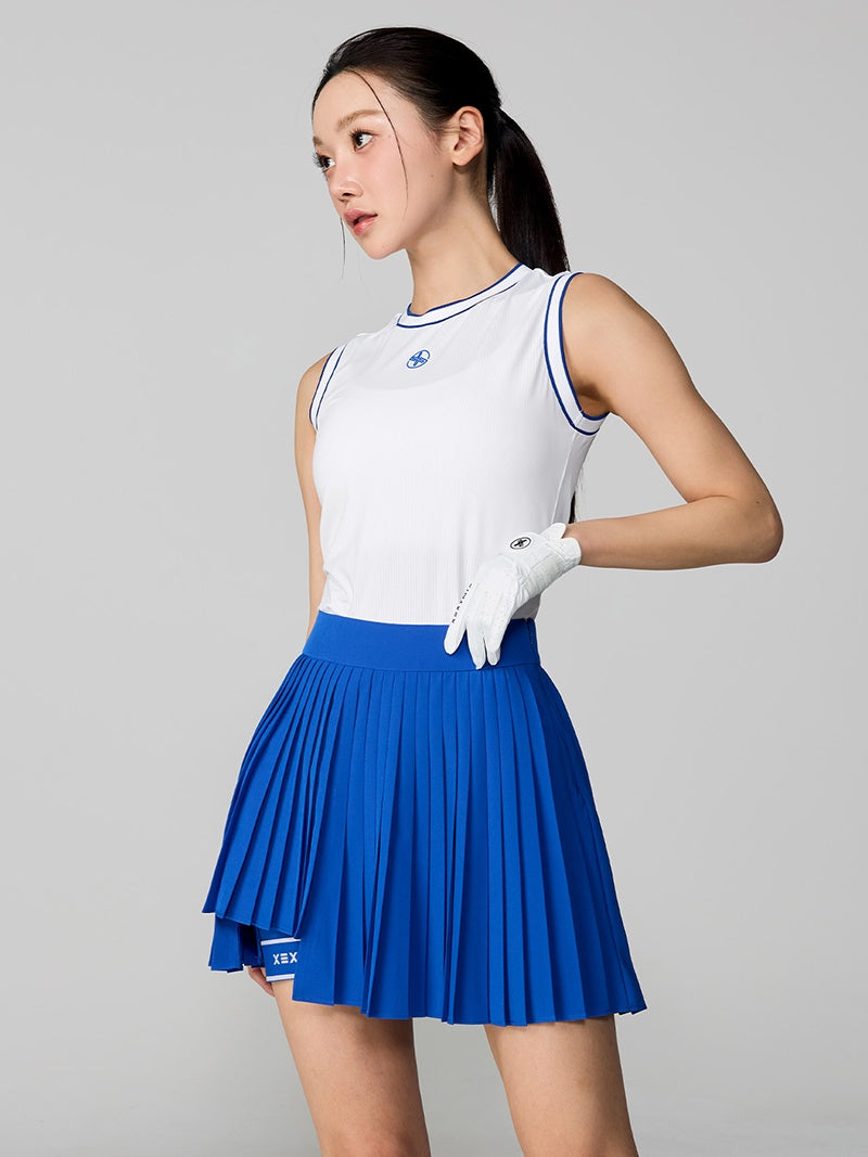 アシンメトリー ロゴポイント プリーツスカート