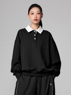 バイカラー 襟付き ルーズフィット スウェット