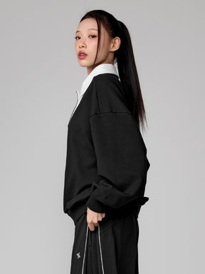 バイカラー 襟付き ルーズフィット スウェット