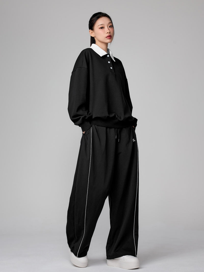 バイカラー 襟付き ルーズフィット スウェット