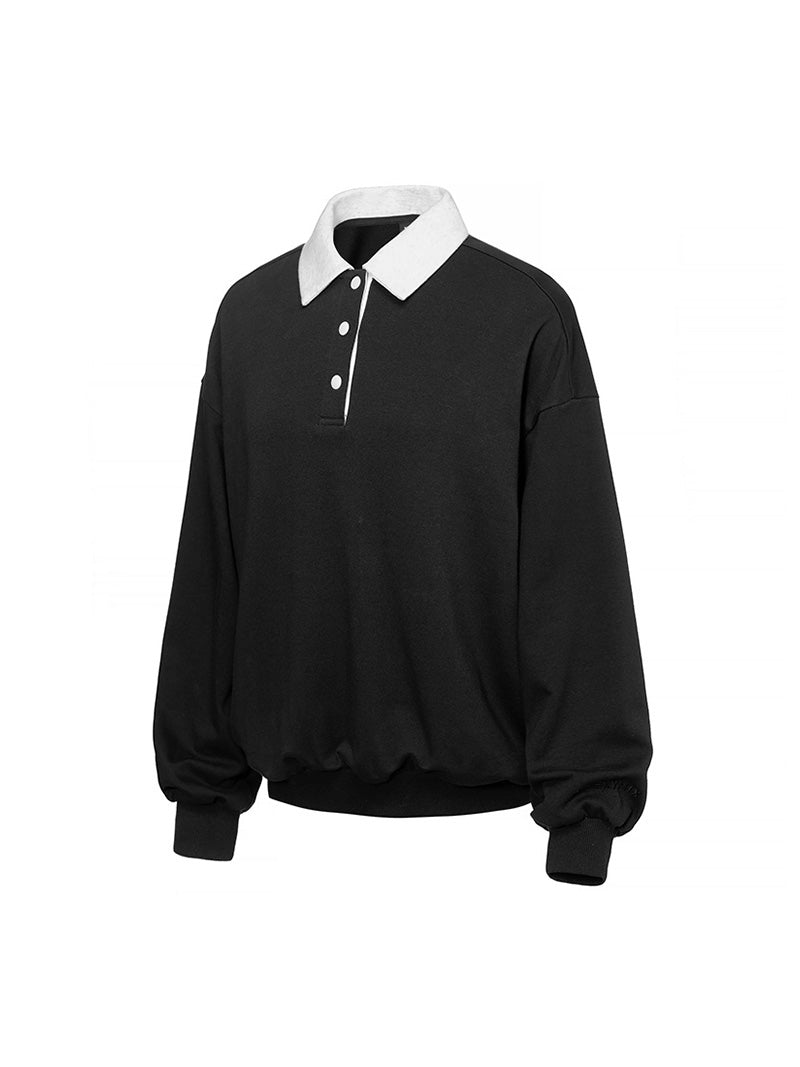 バイカラー 襟付き ルーズフィット スウェット