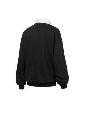 バイカラー 襟付き ルーズフィット スウェット