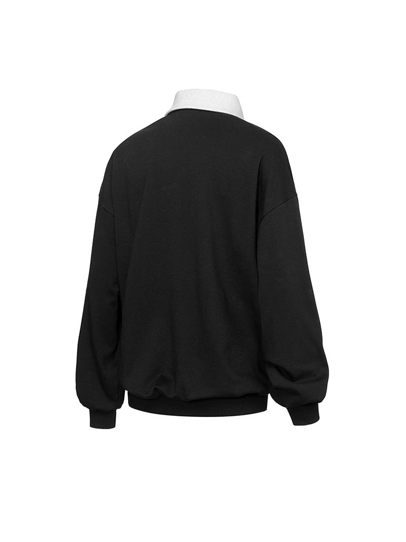 バイカラー 襟付き ルーズフィット スウェット