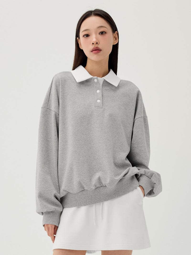 バイカラー 襟付き ルーズフィット スウェット
