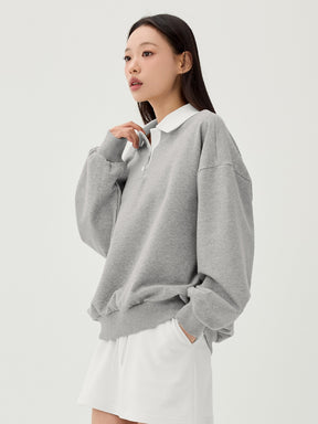 バイカラー 襟付き ルーズフィット スウェット