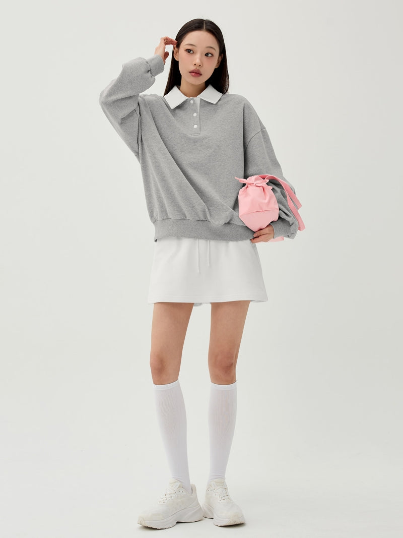 バイカラー 襟付き ルーズフィット スウェット