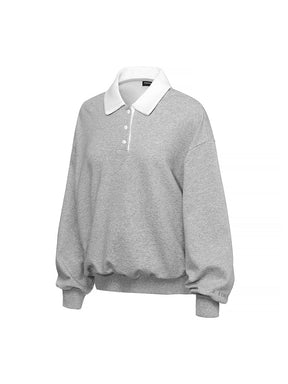 バイカラー 襟付き ルーズフィット スウェット