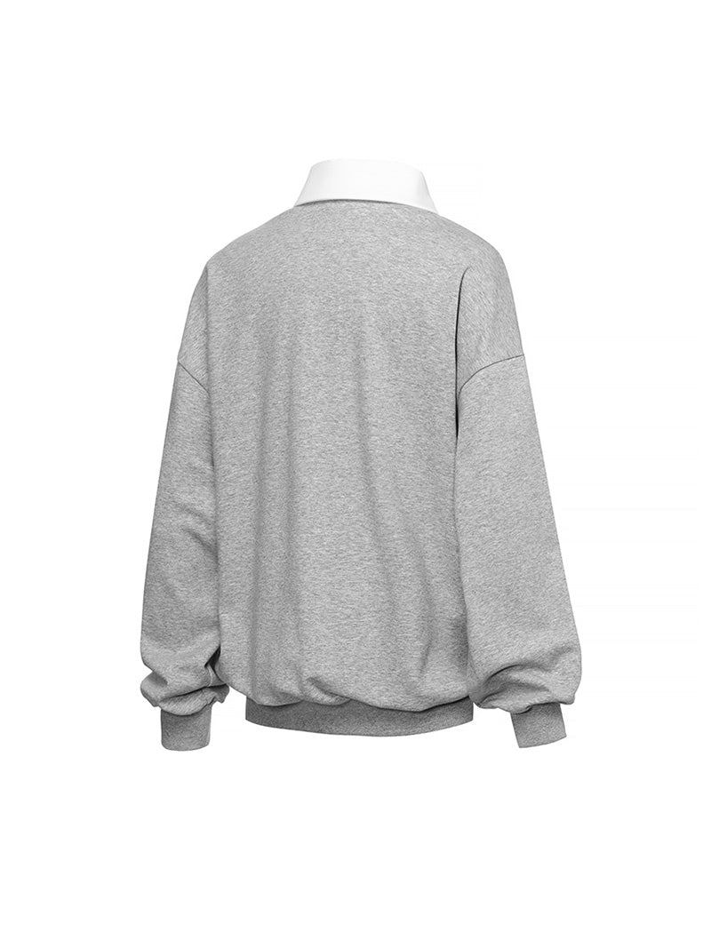 バイカラー 襟付き ルーズフィット スウェット