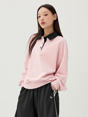 バイカラー 襟付き ルーズフィット スウェット