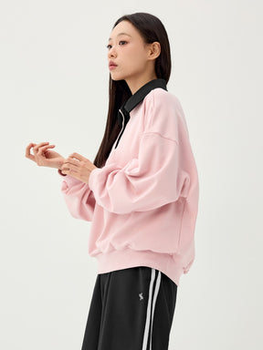 バイカラー 襟付き ルーズフィット スウェット