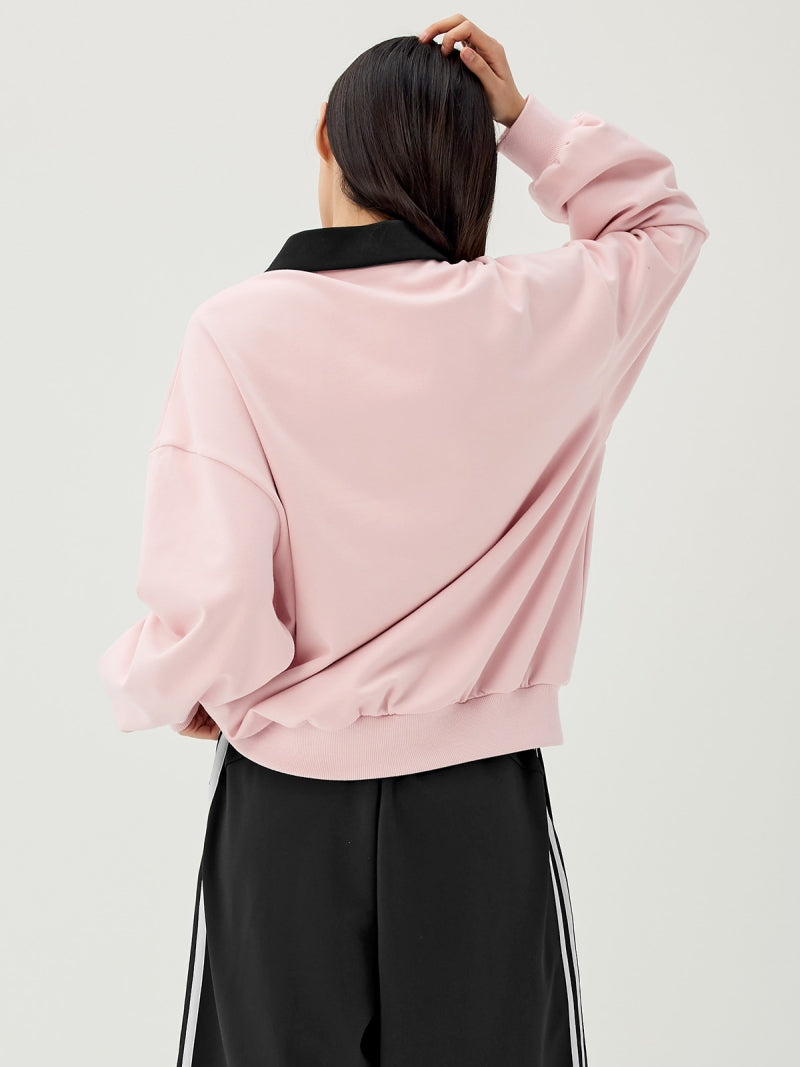 バイカラー 襟付き ルーズフィット スウェット