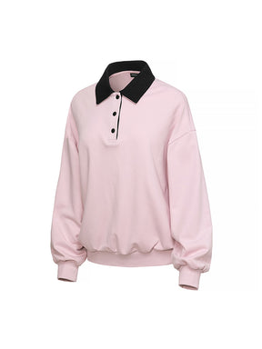 バイカラー 襟付き ルーズフィット スウェット