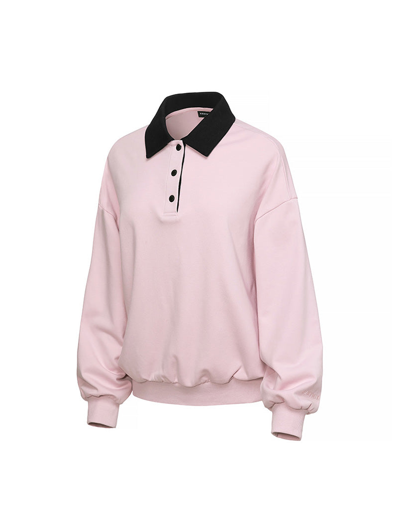 バイカラー 襟付き ルーズフィット スウェット