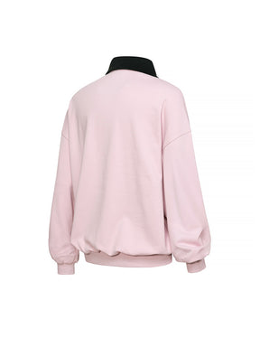 バイカラー 襟付き ルーズフィット スウェット