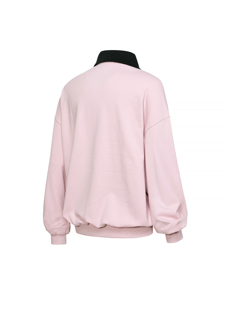 バイカラー 襟付き ルーズフィット スウェット