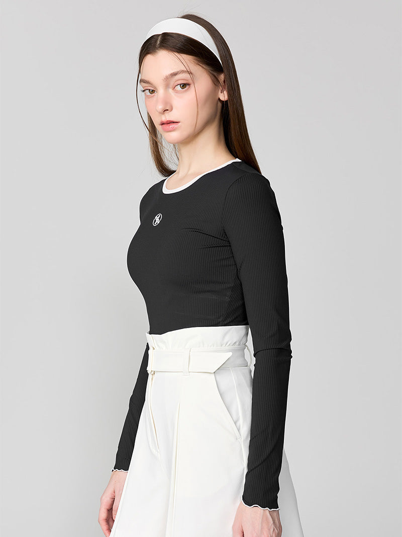 リブ配色ライン 長袖