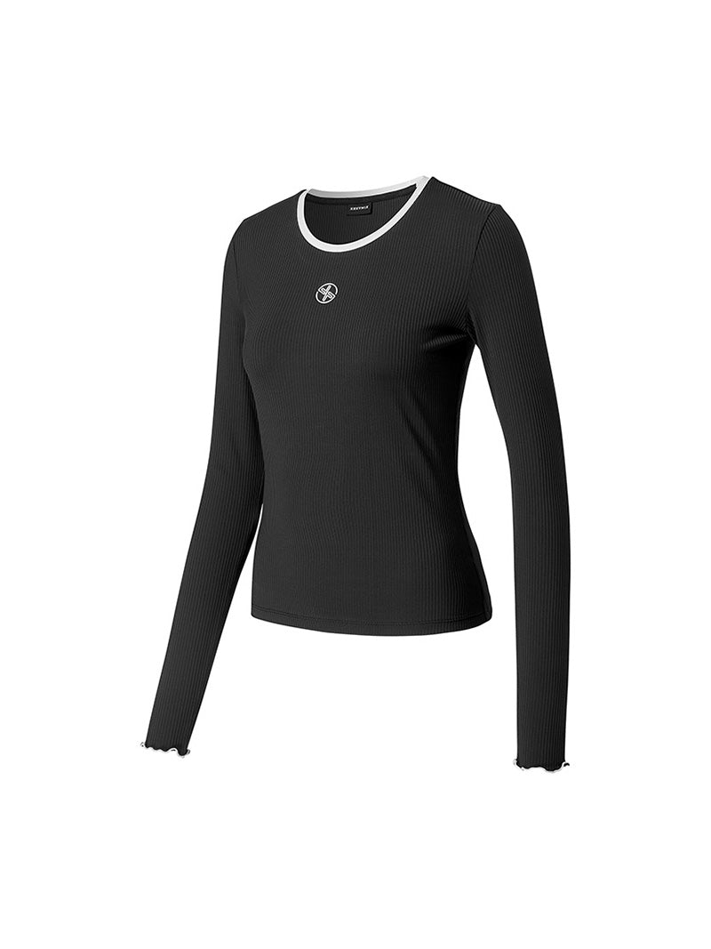 リブ配色ライン 長袖