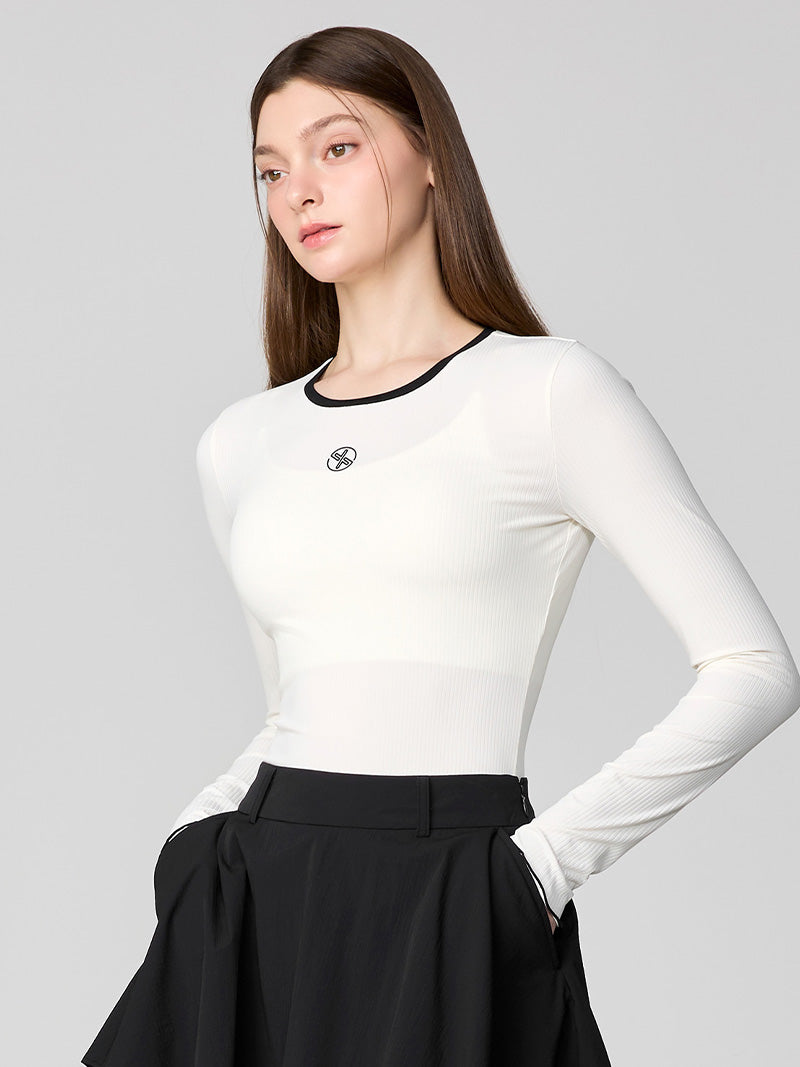 リブ配色ライン 長袖