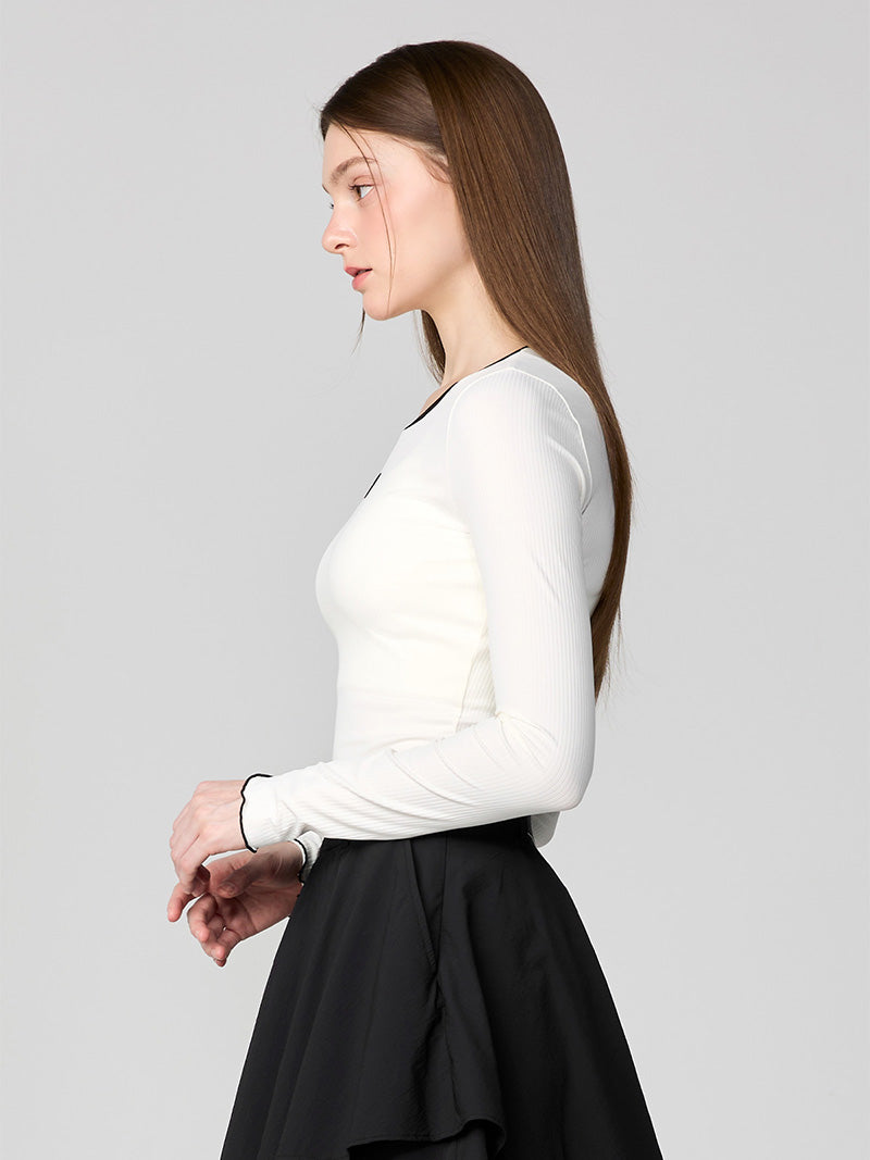 リブ配色ライン 長袖
