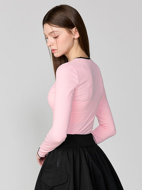 リブ配色ライン 長袖