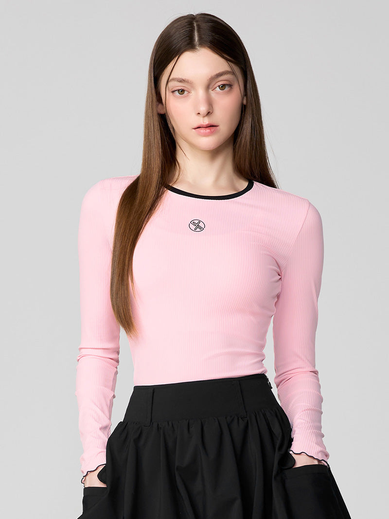 リブ配色ライン 長袖