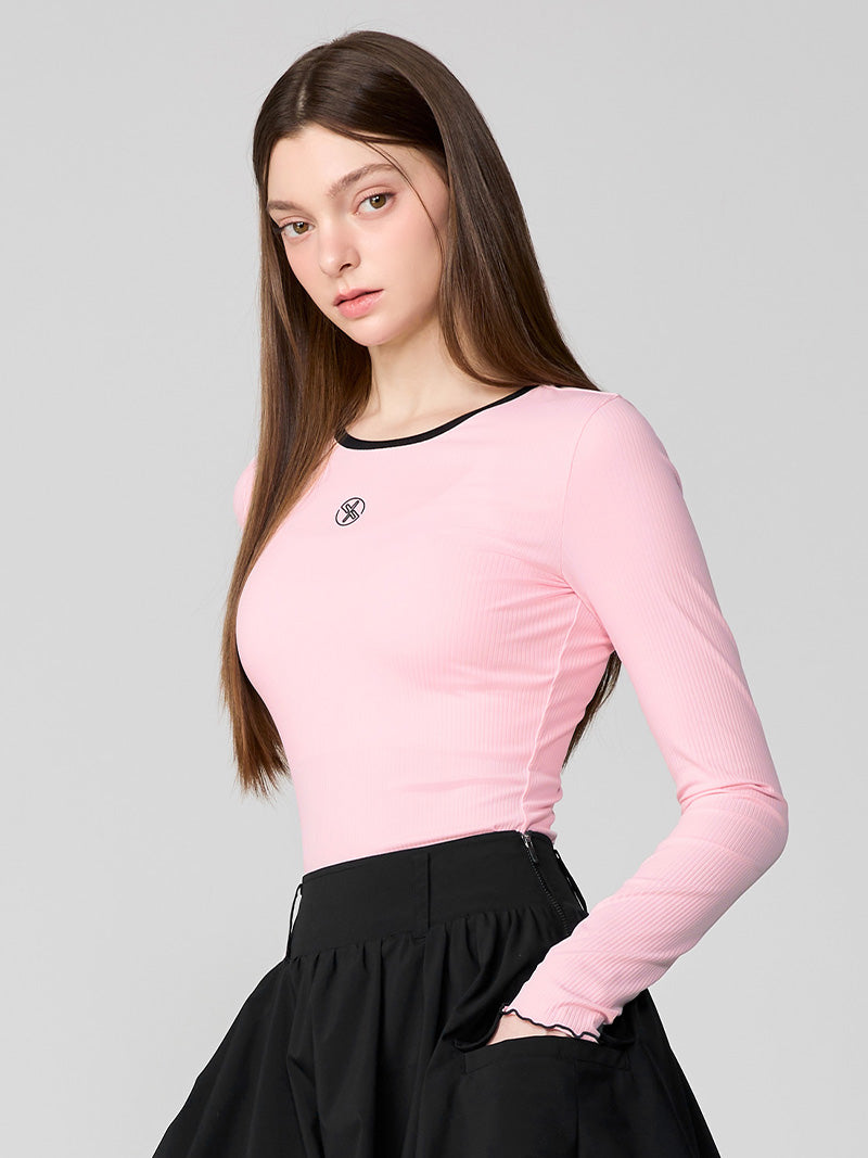 リブ配色ライン 長袖