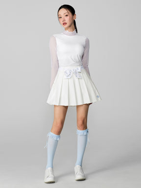 ラッフル モックネック パッド付き ベースレイヤー