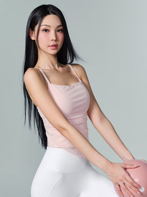 アシンメトリー メッシュMIX クロップ丈 ブラトップ