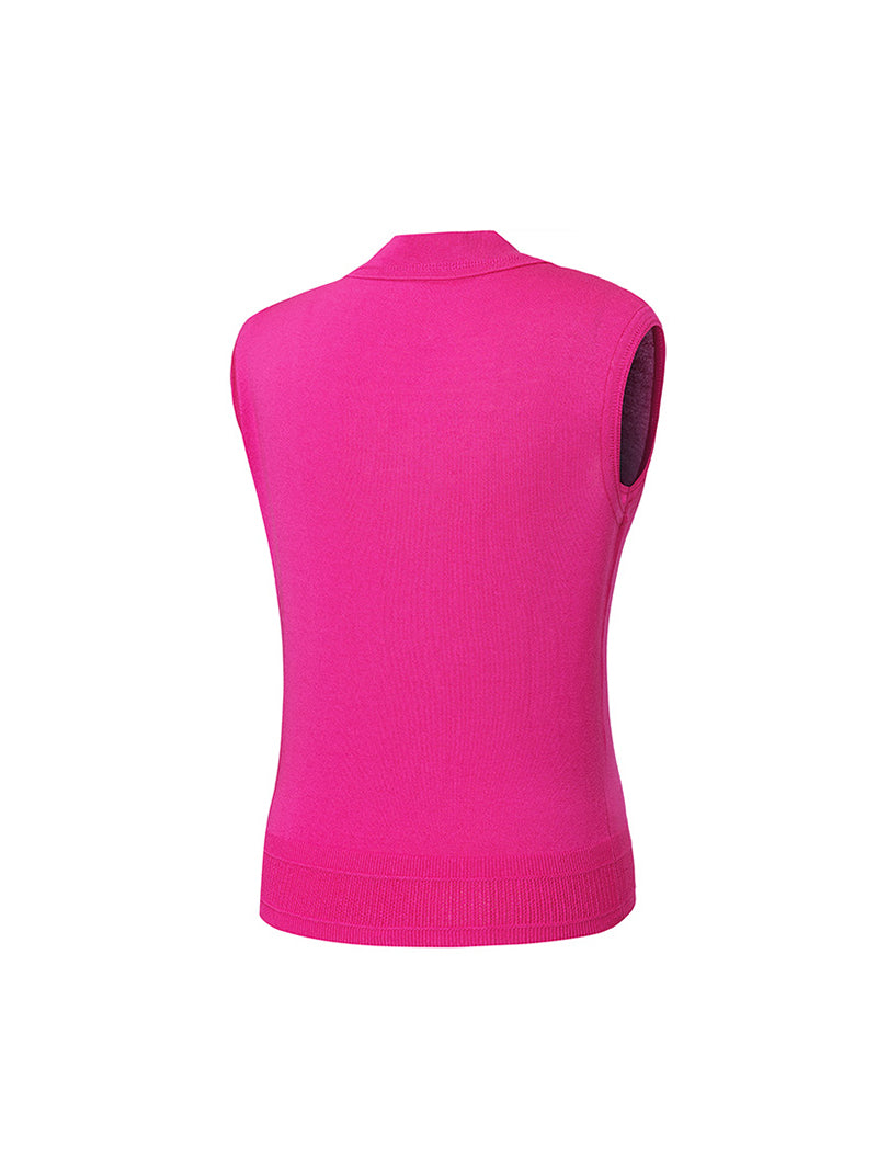 オープンカラー ニット ノースリーブ