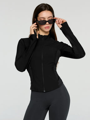 トリコット メッシュ切り替え ジップアップ ジャケット